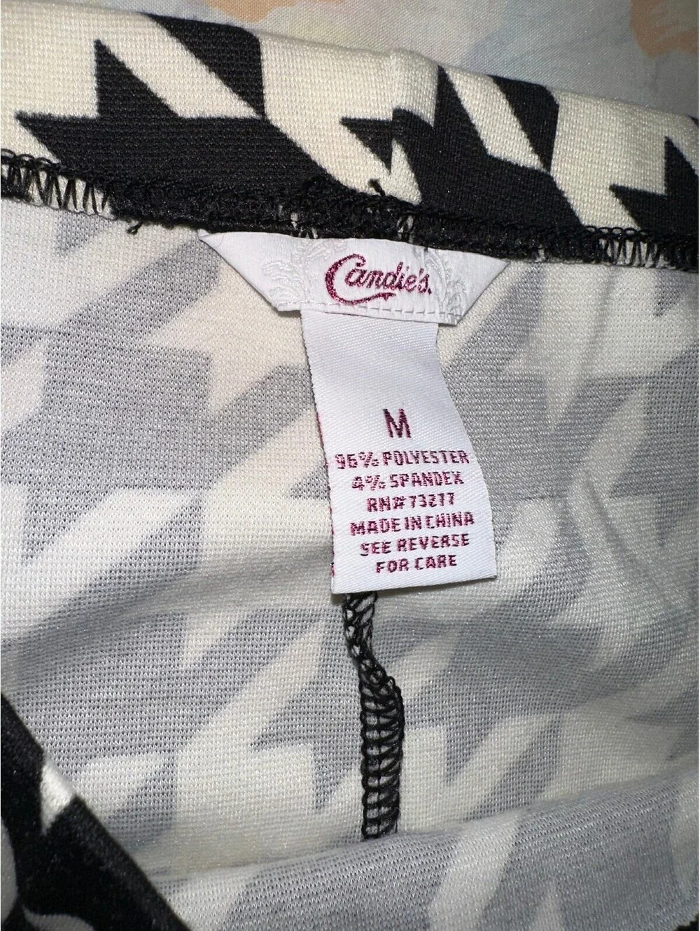 Candie's Women's Black and White Houndstooth Mini Skirt, Y2K